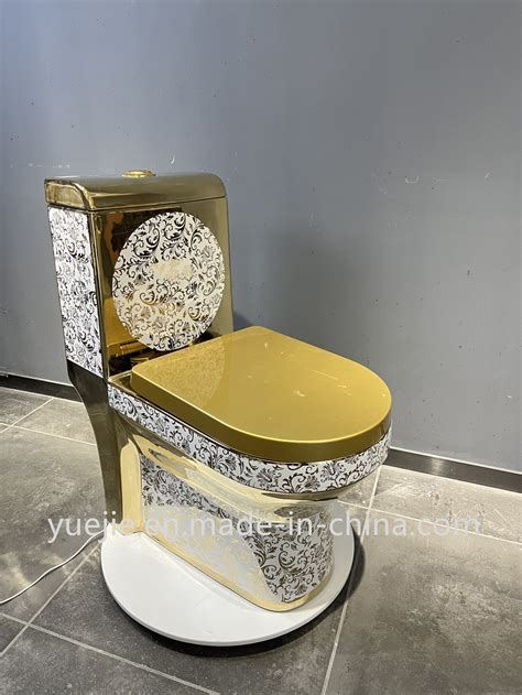 Porcelana Oro y blanco baño WC bañado artículos sanitarios Baño Inodoro