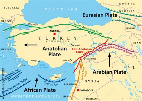 Anatolian Plate Tectonics Map Most Of The Country Of Turkey Is Located