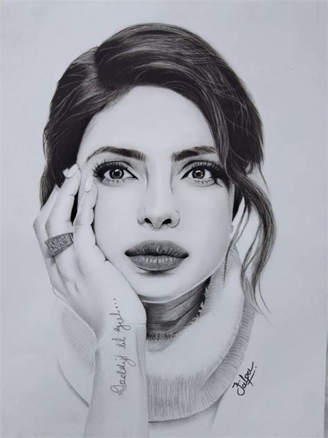 A Pencil Drawing Of A Woman Holding Her Hand To Her Face