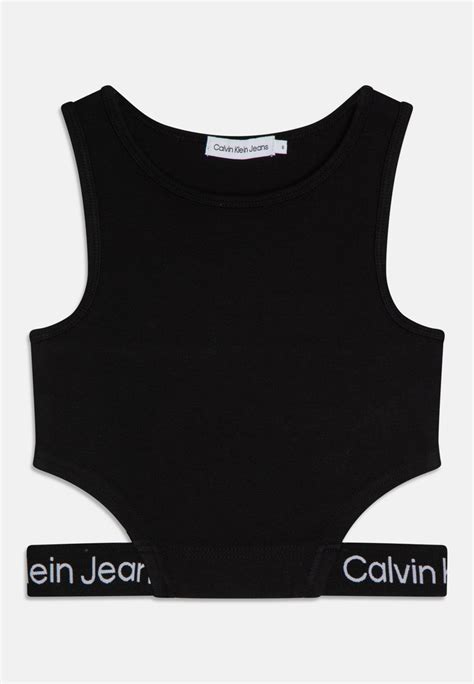 Calvin Klein Jeans Logo Tape Punto Cut Out Top Black Crno Zalando Hr