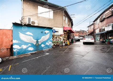 Street Arts In Ihwa Mural Village Editorial Photo Image Of