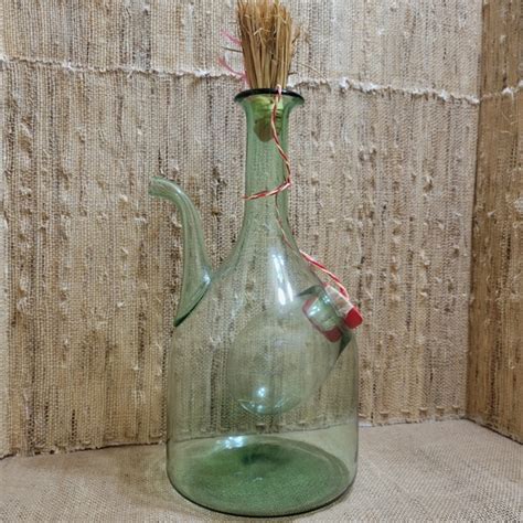 Dining Vintage Handcrafted Green Glass Wine Decanter With Chiller