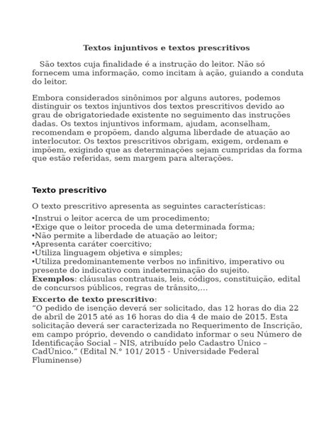 Texto Prescritivo - Diferenças entre Textos Injuntivos e Prescritivos | PDF | Gravidez ...
