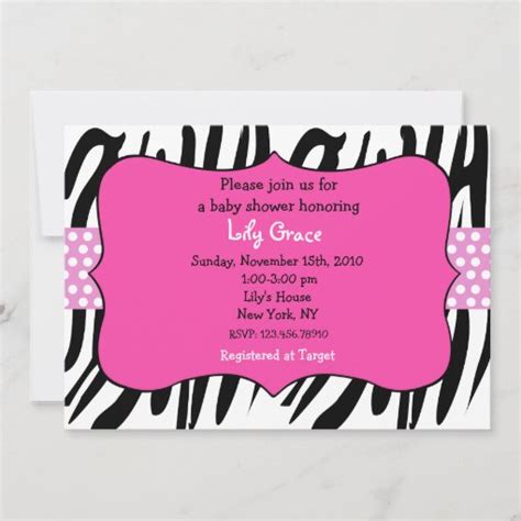 Zebra Prints Hot Pink Baby Shower Invitations Zazzle