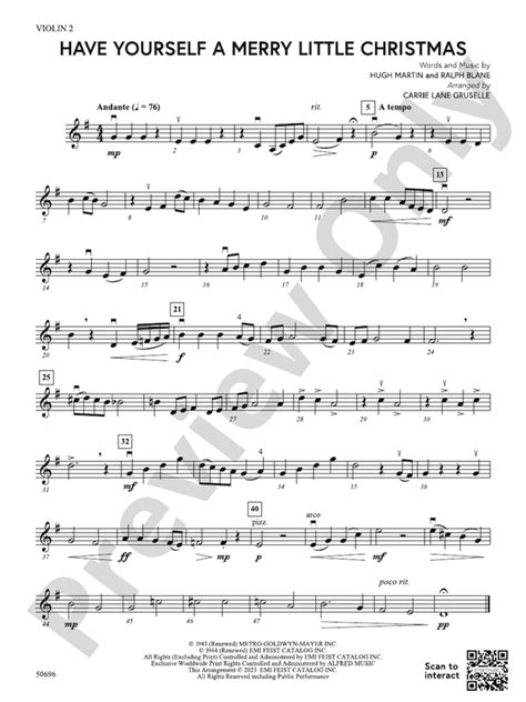 Have Yourself A Merry Little Christmas 2nd Violin 2nd Violin Part Digital Sheet Music Download