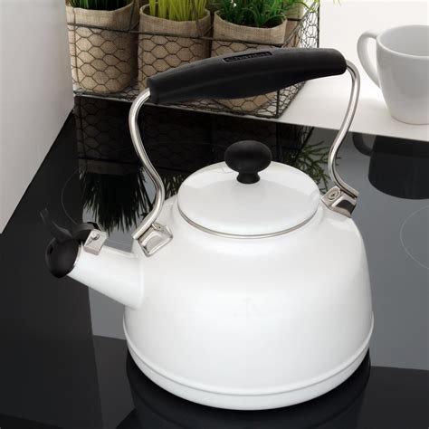 6.8-Cup Stovetop Tea Kettle in Glossy White in 2022 | Vintage tea ...