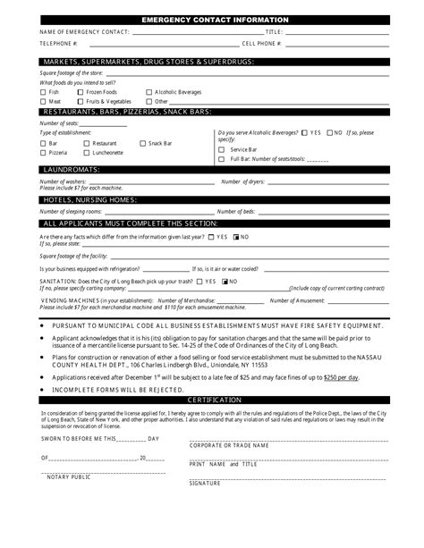 City Of Long Beach New York Application For Mercantile License Or