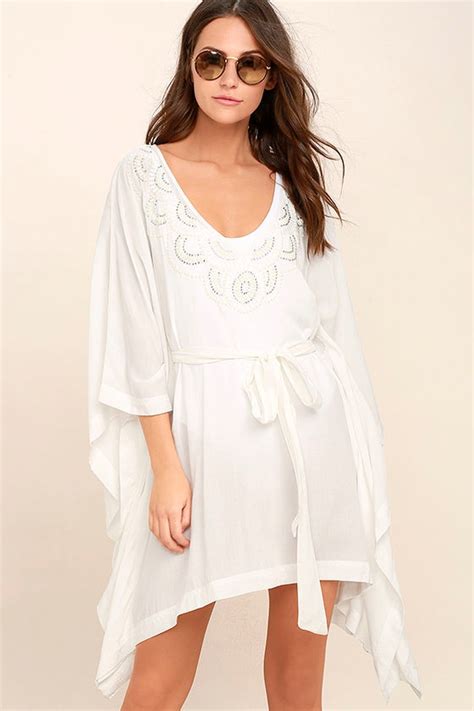 Cool Kaftan Cover Up White Cover Up Beaded Cover Up 4800 Lulus