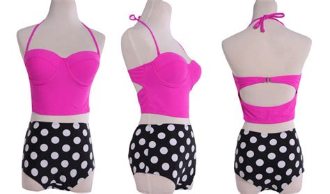Swimsuit Swimwear Vintage Push Up High Waist Bikini Set On Luulla