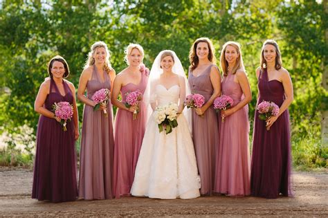 Mismatched Burgundy Floor Length Bridesmaid Dresses