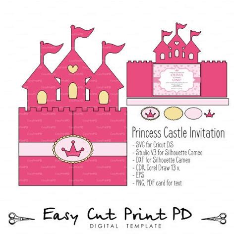 Prinzessin Schloss Einladung Svg Datei Cinderella Castle Etsy