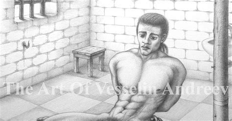 Print Of Male Nude Graphite Pencil Drawing The Prisoner Naked Man Figure Picture Male Nudity