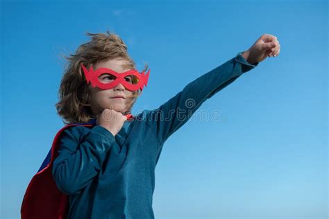 Little Child Is Playing Superhero Boy Super Hero Concept Stock Photo