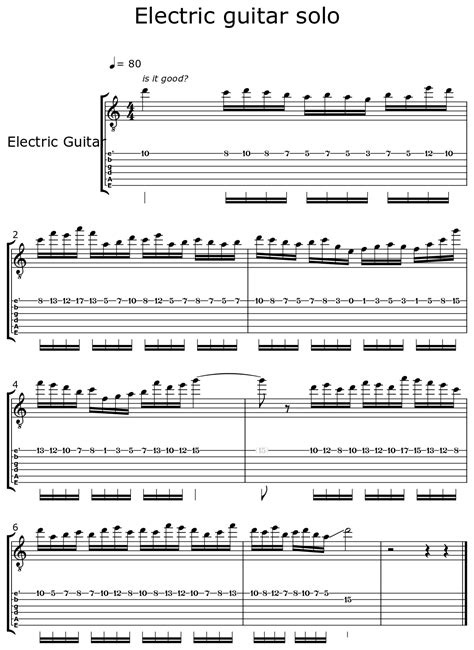 Electric Guitar Solo Sheet Music For Electric Guitar