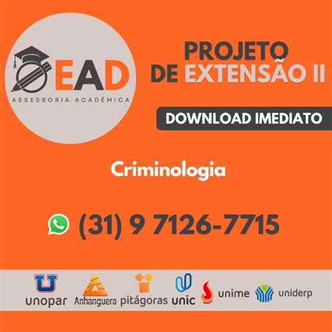 Curso De Criminologia Ead - PROJETO DE EXTENSÃO II – CRIMINOLOGIA - EAD Assessoria Acadêmica ...