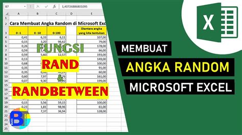 membuat angka random  excel menggunakan fungsi rand