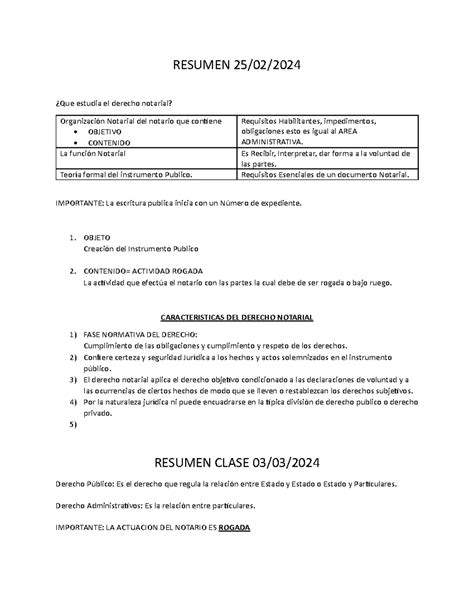 Resumen Derecho Notarial RESUMEN 25 02 202 4 Que Estudia El