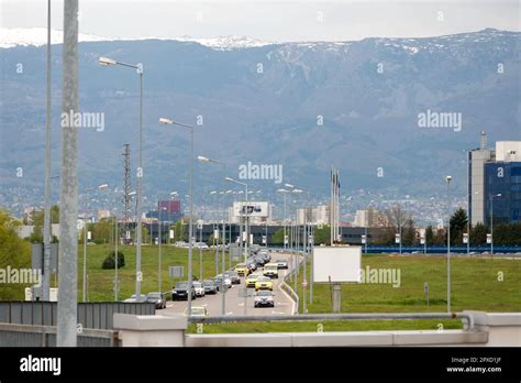 Busy Road Connecting Sofia Airport And The City With Vitosha Mountain