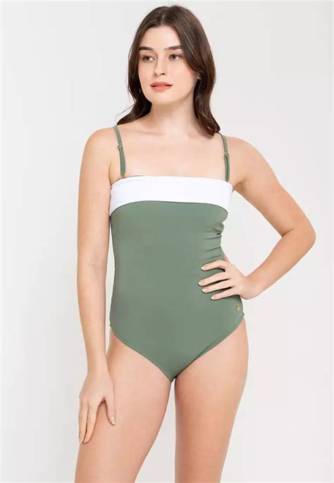 Buy Naked Sun Swimwear Noelle Tube Maillot With Colorblock Overlap