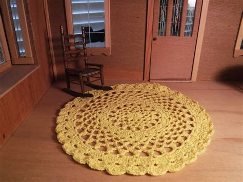 Crochet Furniture Doily Dollhouse Rug Yellow Miniature Etsy