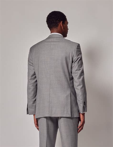 Men S Light Grey Twill Classic Fit Suit Jacket Hawes Curtis