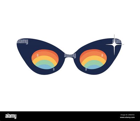 Groovy Sunglasses In The Form Of Cat S Eyes With Y2k Bling Glasses With Rainbow Pattern With