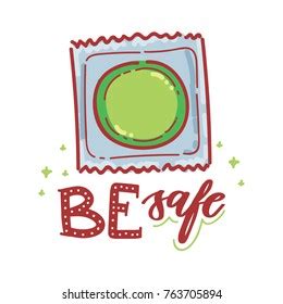 Friendly Illustration About Safe Sex Lettering Stock Vector Royalty