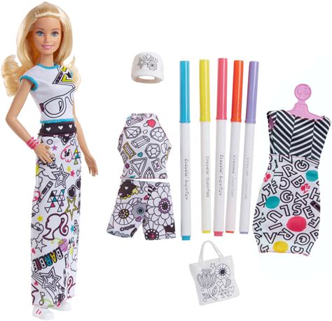 Barbie Crayola Color In Fashions Doll Blonde Hair With Accessories Walmart