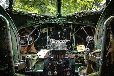 The cockpit of a Douglas C-47 slowly disintegrates into the forest ...