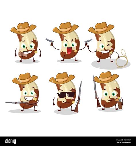 Cool Cowboy Brazil Nuts Cartoon Character With A Cute Hat Vector