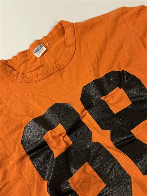 VTG Champion 1980’s Orange & Black Jersey Shirt Large… - Gem