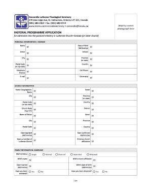 Fillable Online Brocku Pastoral Programme Application Brocku Fax