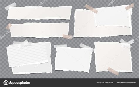 Torn White Note Notebook Paper Strips Stuck With Sticky Tape On Dark