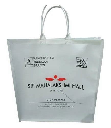 White Loop Handle Non Woven Shopping Bag Capacity 2kg Size Dimension