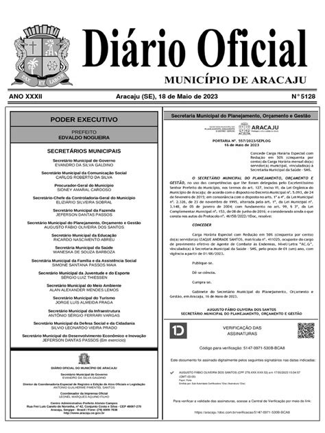 Diario Oficial Aracaju - Diário Oficial de Aracaju - Edição 5128 | PDF | Esportes e Recreação