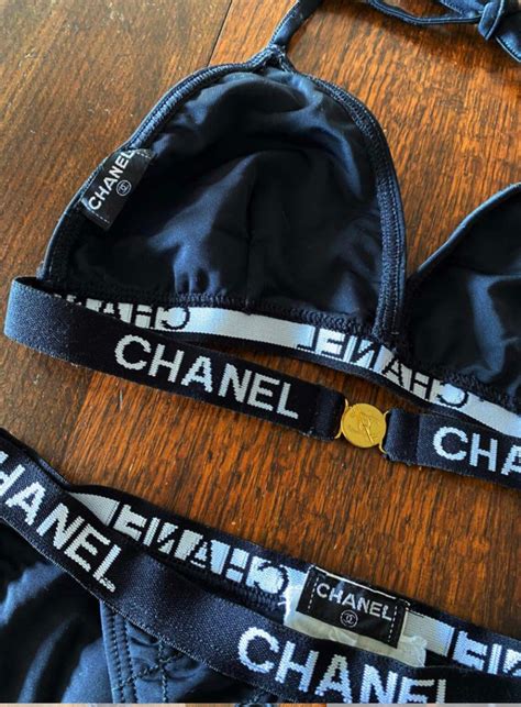 Vintage Logos Black Bikini Set Etsy