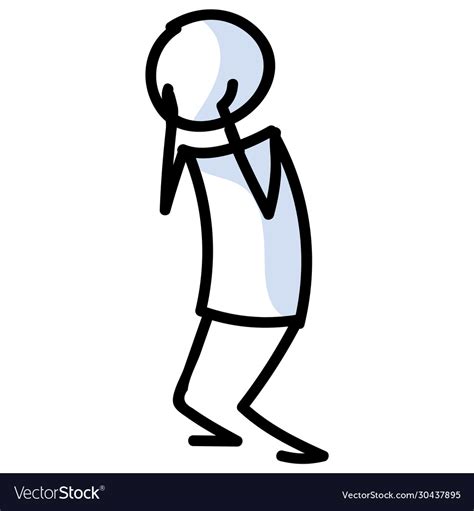 Cute Stick Figure With Head In Hands Emotion Vector Image