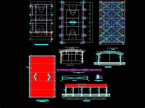 Techado De Cancha Para Usos Multiples En Autocad Librer A Cad