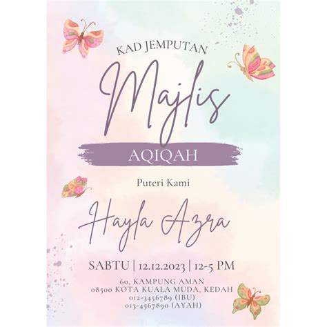 Template Kad Jemputan Majlis Aqiqah Canva Shopee Malaysia
