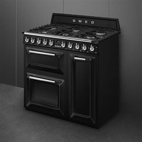 Smeg TR93BL 90cm Victoria Dual Fuel Range Cooker Black Adams And