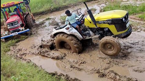 Mahindra 555 DI Arjun Ultra Stuck In Mud Pulling Sanman New Tractor