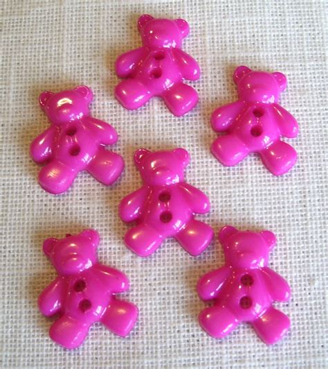 Bouton Plat Ourson Nounours Fuchsia X Mm Vendu L