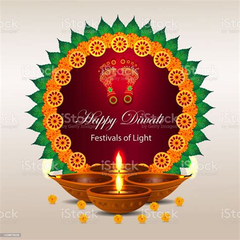 Happy Diwali Indian Festival Of Light Celebration Greeting Card Stock