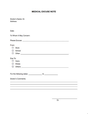 Fillable Form Excuse Note | Edit, Sign & Download in PDF | PDFRun ...