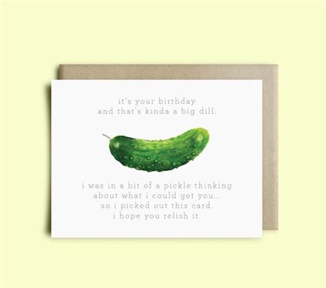 Printable Pickle Greeting Card Birthday Card Watercolor Etsy