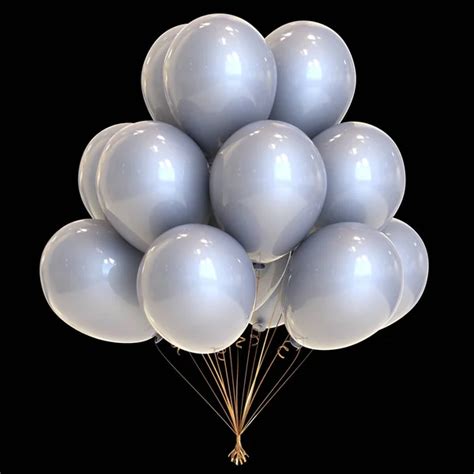 White balloons happy birthday party decoration bright silver Stock ...