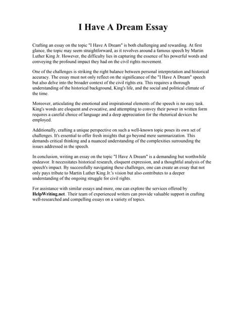 I Have A Dream Speech Essaypdf