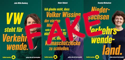 Fake Kampagne in grünem Outfit Da hat sich jemand viel Mühe gegeben