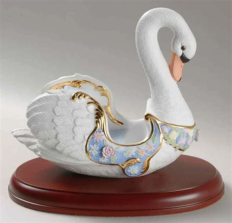 Waltz F Diamond Blue Swan Trinket Box Hinged Hand Painted Figurine