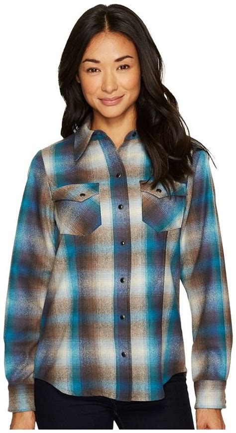 Pendleton Ranch Hand Plaid Shirt Womens Long Sleeve Button Up Plaid